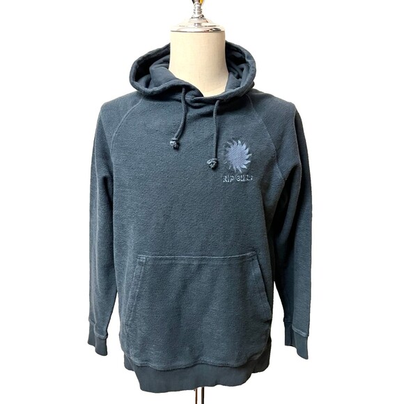 Vtg Rip Curl Culture Men's S Embroidered Cotton Hoodie Sweatshirt Blue Sun Surf - Picture 2 of 7
